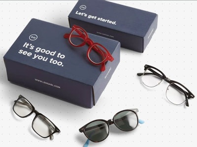 Pairs of glasses next to a box of Lensabl Lens Replacement 