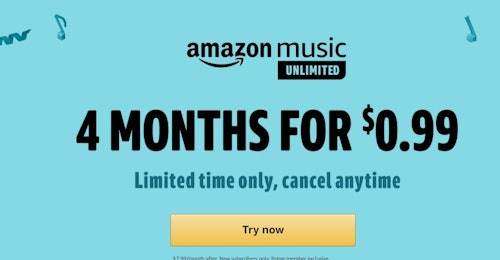 Four Months of Amazon Prime Music Unlimited for 99 Cents