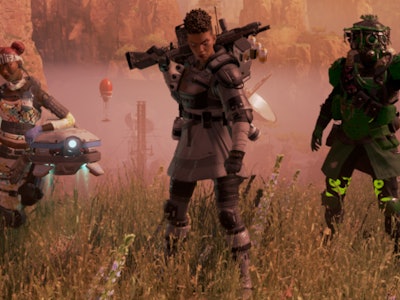 A screenshot of three customized characters from the game Apex Legends