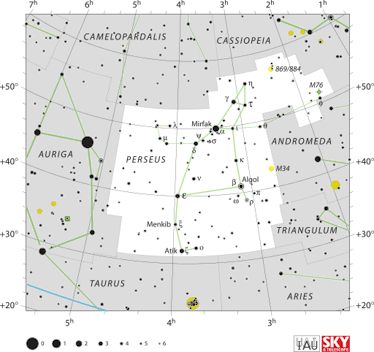 Map of the Perseus constellation