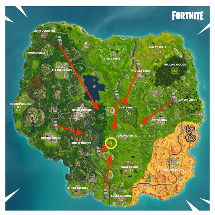 'Fortnite' Where the Stone Heads Are Looking