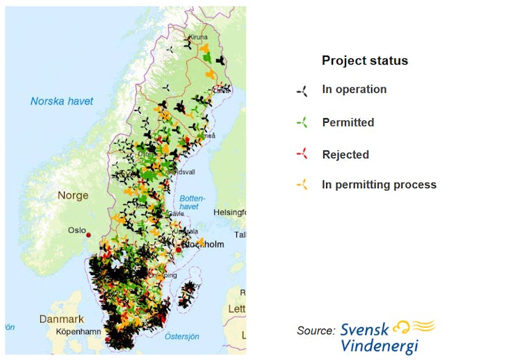 Sweden Wind Turbine infographic sites map
