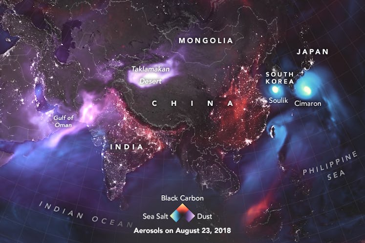 Asia aerosol mapping.