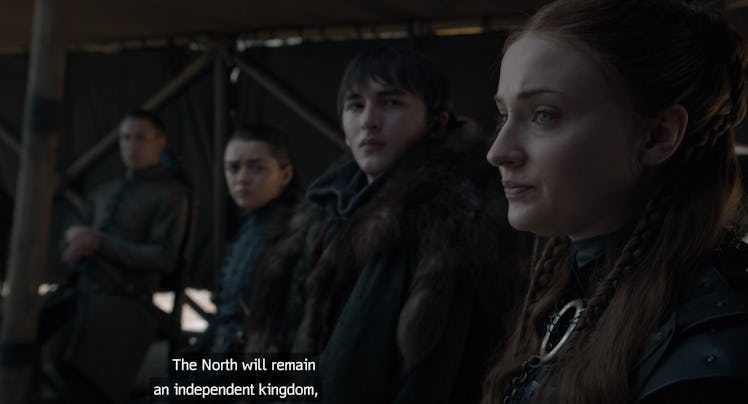 Sophie Turners as Sansa Stark on Game of Thrones.