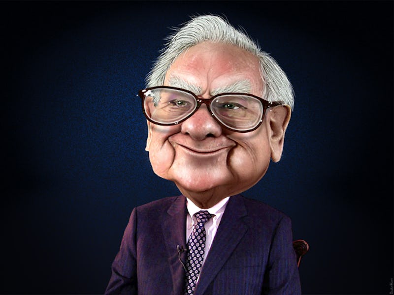 Caricature of Warren Buffet in a formal suit