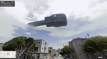 Floating guitar San Francisco California Google Street View map UFO