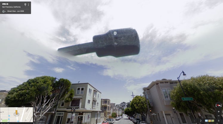 Floating guitar San Francisco California Google Street View map UFO