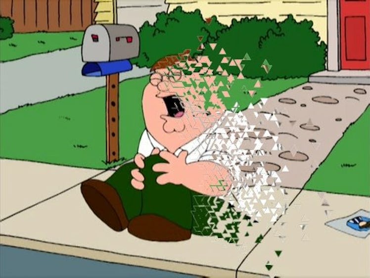 Peter Griffin disintegrating in an 'Avengers: Infinity War' meme.