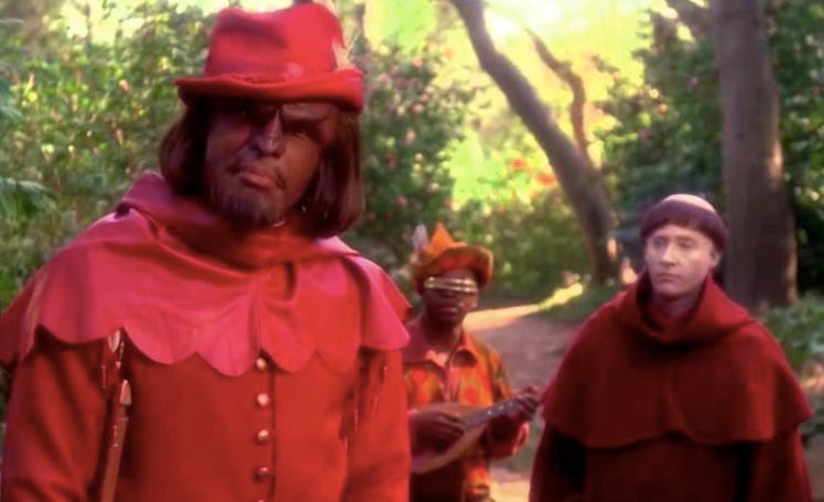 Worf (Michael Dorn) as Will Scarlet in the 'TNG" episode 'Q-Pid."