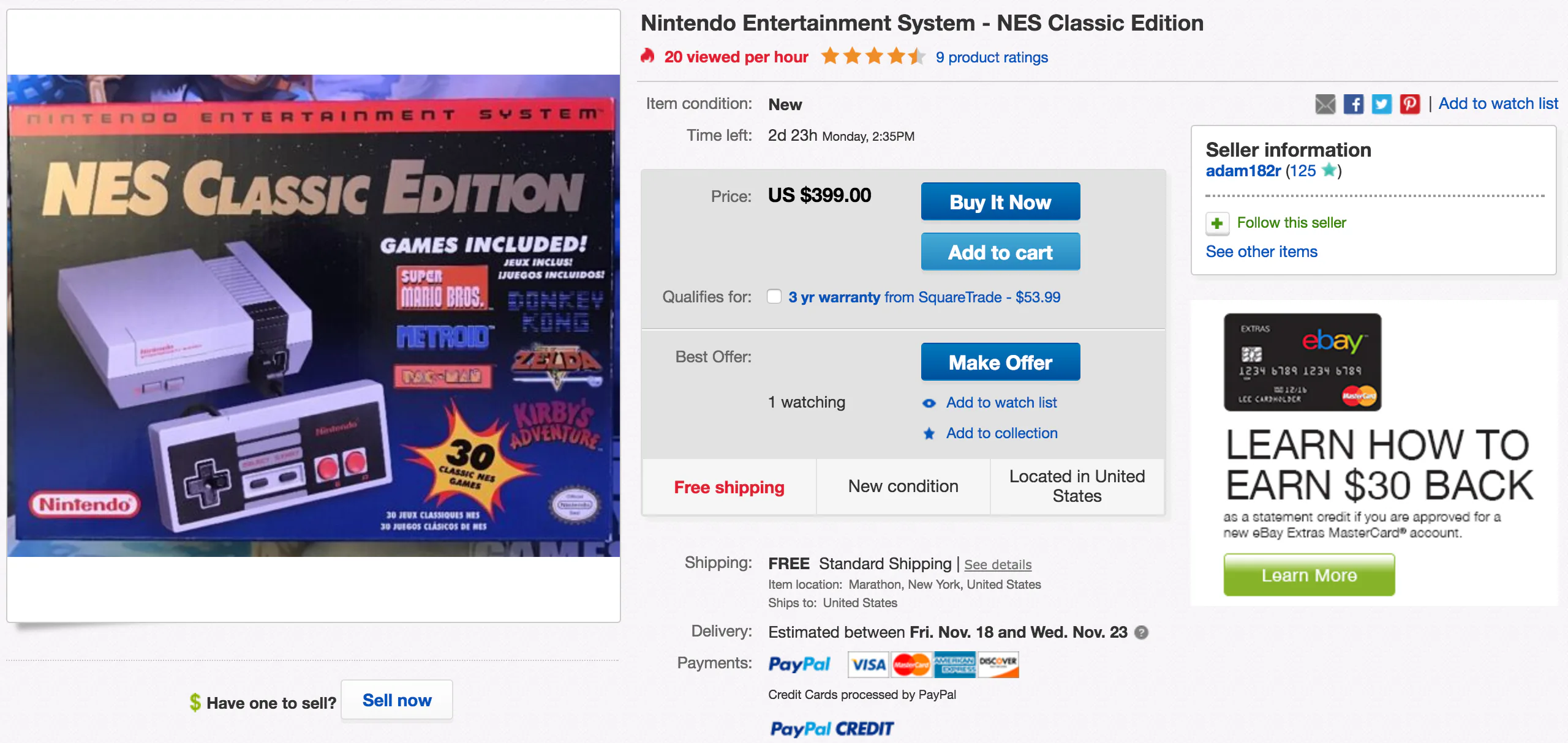 NES Classic Mini Is Selling at a 8000% Mark-Up on eBay Right Now