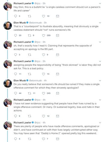 The exchange between Lawler and Musk.