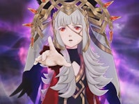 A character from Fire Emblem Heroes with white hair and a golden crown
