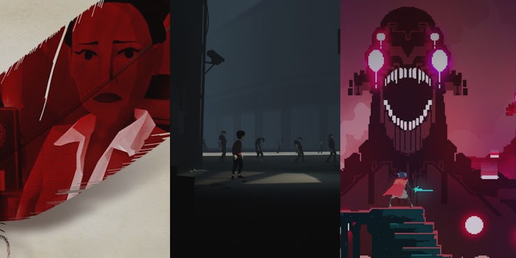 Covert arts for "Virginia", "Inside", and "Hyper Light Drifter" side by side