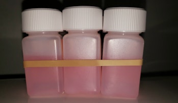 Take-home doses of methadone from a methadone maintenance program clinic.