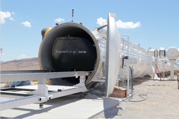 Hyperloop One's pod inside the tube.