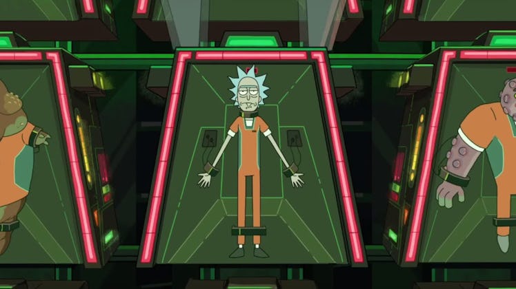 "The Wedding Squanchers" ends with Rick in jail and Earth occupied by the Galactic Federation.