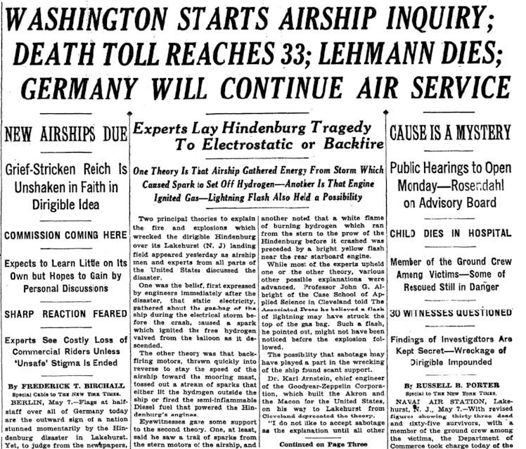 The Hindenburg crash marked the end of the zeppelin era.