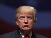 A close-up of Donald Trump's face