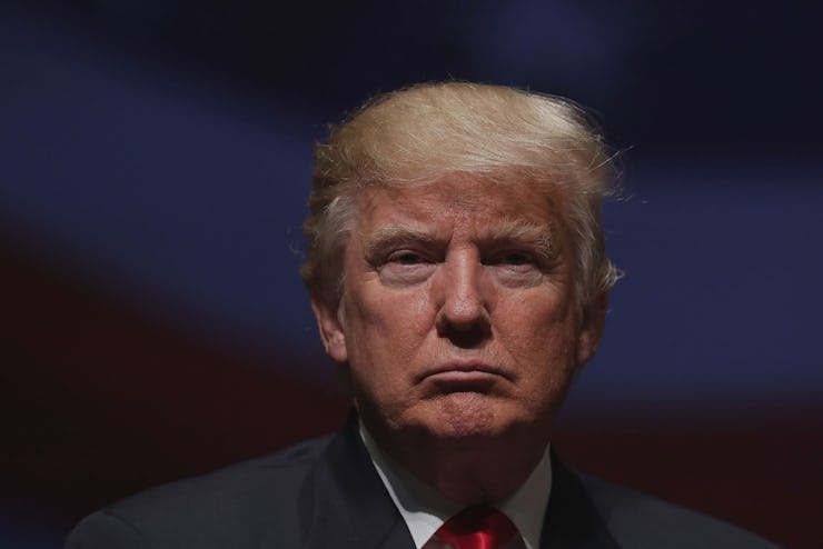A close-up of Donald Trump's face