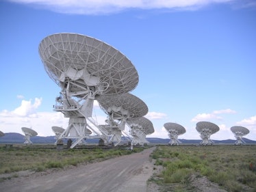 A view of the Very Large Array, one of several radio telescope observatories around the world. 