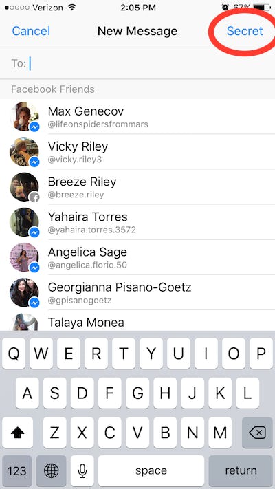 how do you look at your secret conversations on messenger