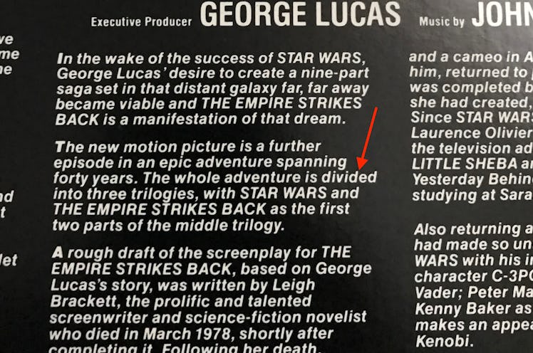 Liner notes for the 1980 'Empire Strikes Back' soundtrack album