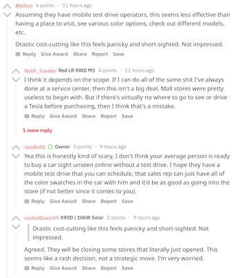 Tesla users discussing the new move.