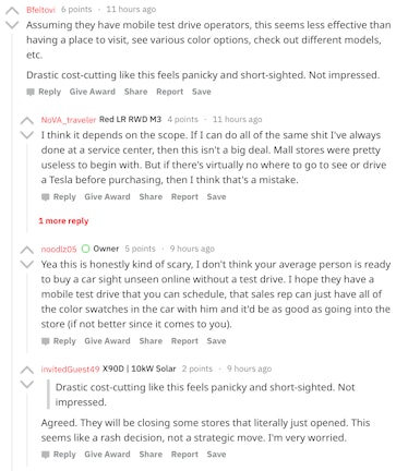 Tesla users discussing the new move.