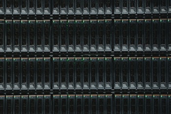 A closeup of a computer server
