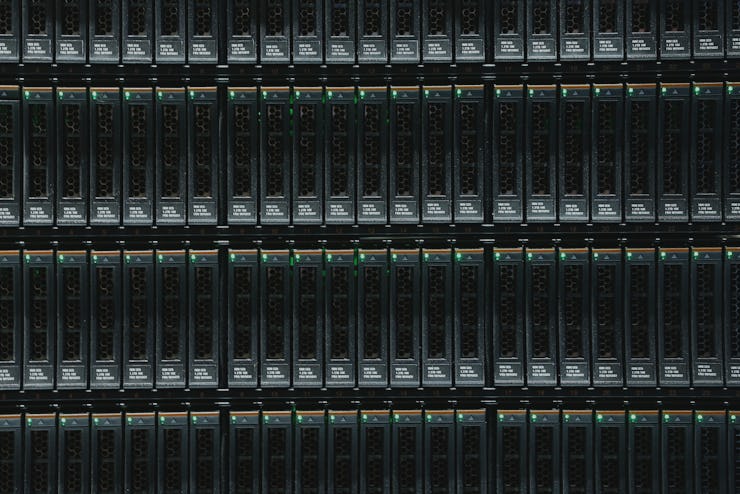 A closeup of a computer server