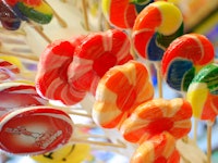 Colorful lollipops displayed in the Museum of Candy in New York City