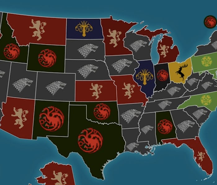 Map Shows Which Game of Thrones House is Most Popular in Each State