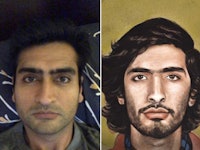  Neel V. Patel and the portrait that was made by the google arts and culture face match app