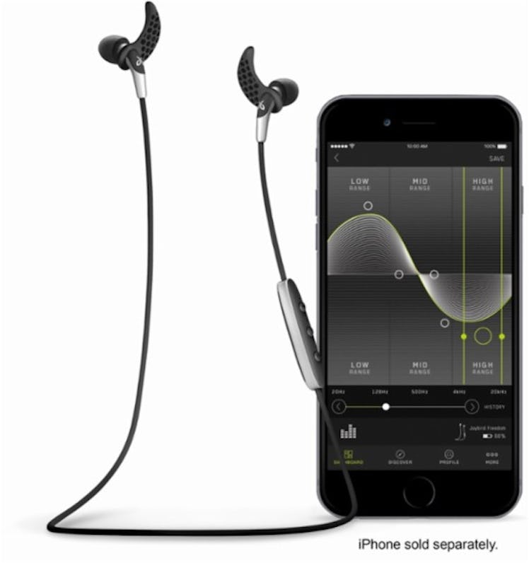 Jaybird wireless in-ear headphones and a mobile phone