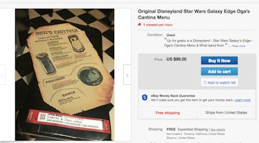 galaxy's edge menu ebay star wars