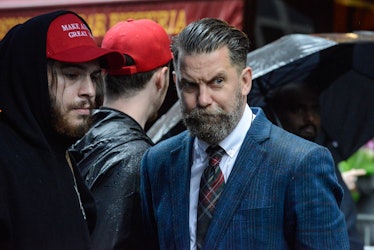NEW YORK, NY - APRIL 25: Activist Gavin McInnes takes part in an Alt Right protest of Muslim activis...