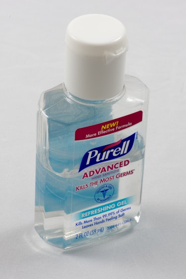 A small bottle of a hand sanitizer