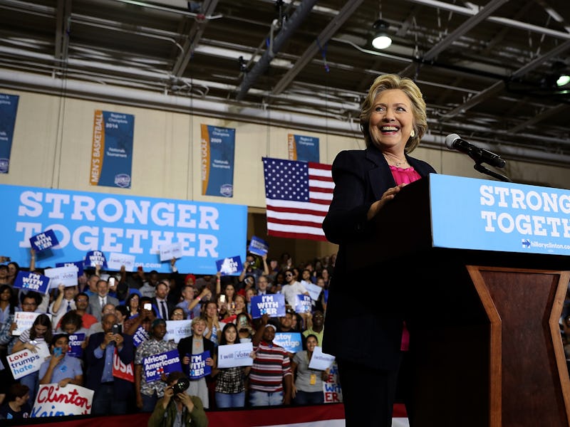 Hillary Clinton giving a speech during the Presidential Election