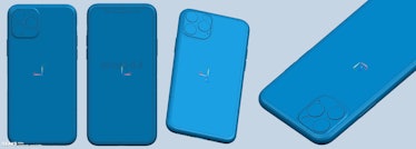 Four iPhone XI blue models