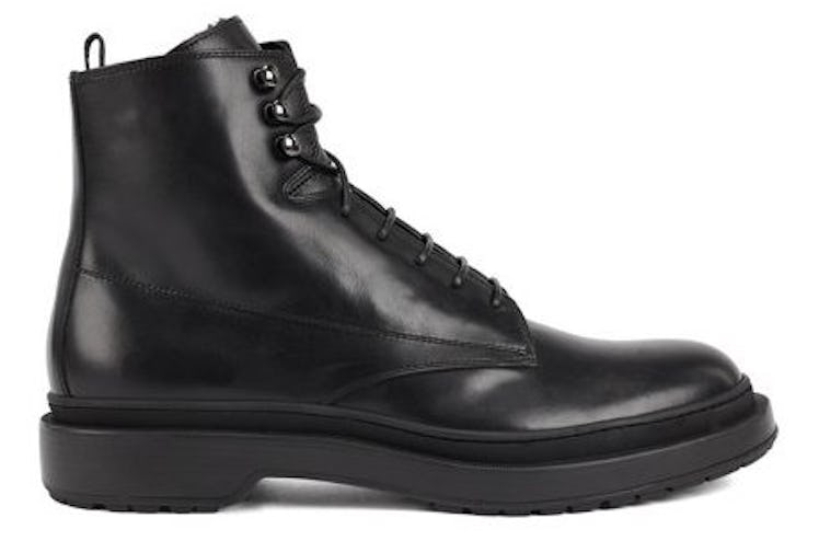 HUGO BOSS LACE UP BOOTS IN LEATHER WITH SHEARLING LINING