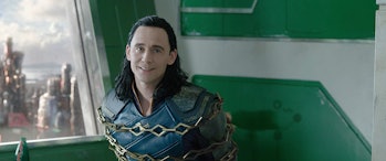 Tom Hiddleston as captured Loki in Thor: Ragnarok