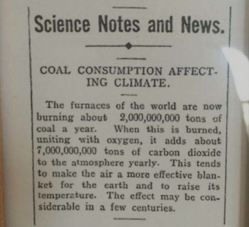 A page with 'Science Notes and News' title from a 1912 newspaper article about coal