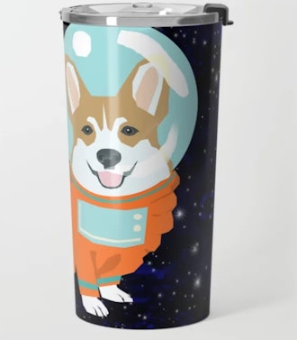 Corgi spacedog astronaut outer space red corgis dog portrait gifts Travel Mug