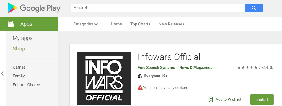 InfoWars Shoots to Fourth Place in Apple News App Rankings Ahead of Google