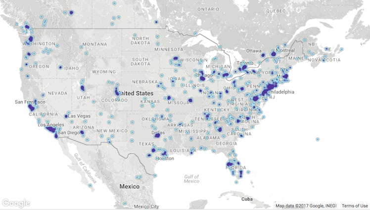 A map of bitcoin "nodes"