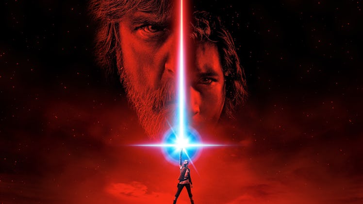 Rey (Daisy Ridley) prominently featured in a poster for 'The Last Jedi'.