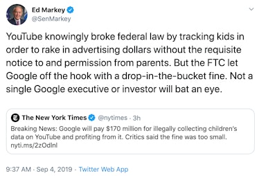 markey youtube google privacy violations ftc