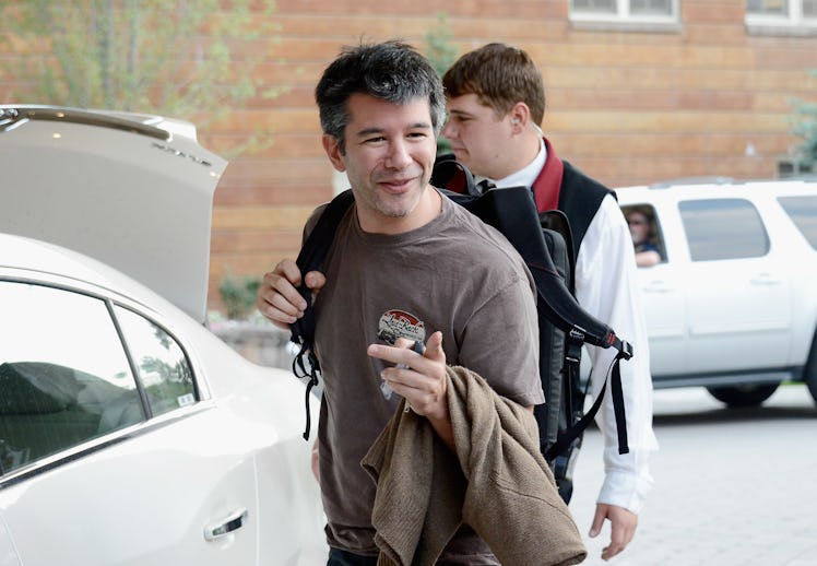 SUN VALLEY, ID - JULY 10: Travis Kalanick, CEO and Co-Founder of Uber, arrives for the Allen & Compa...