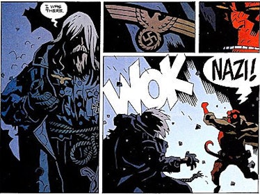Hellboy punches a Nazi