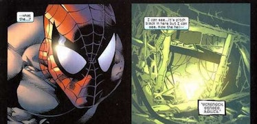 Peter Parker gains the ability to see in the dark.